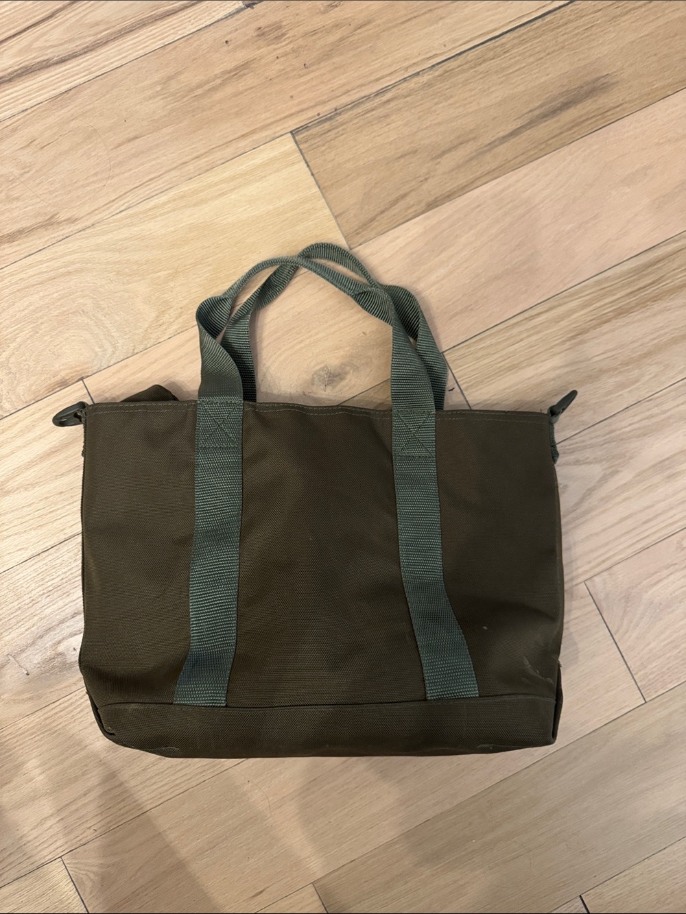 LL Bean Canvas Waterproof Olive Green Tote Bag
